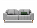 Two-seater modern sofa with tufted fabric upholstery and wooden legs