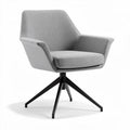 Swivel accent chair in grey upholstery with black metal base 60 x 60 x 80cm