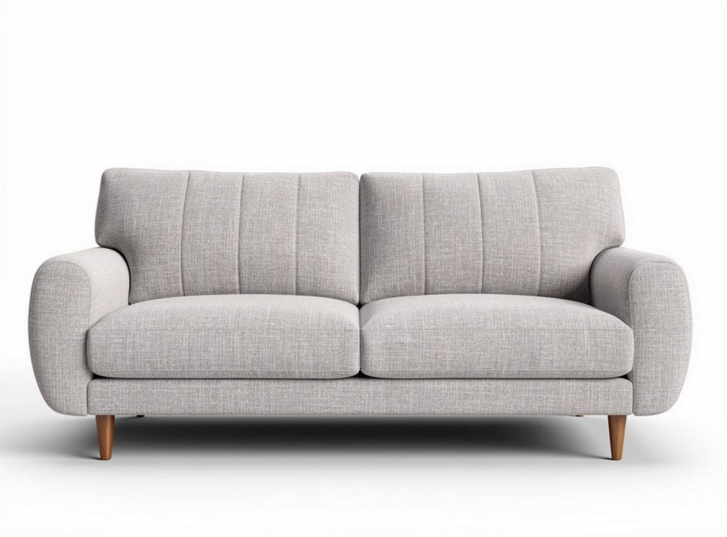 Two-seater sofa in light gray fabric with wooden legs 180 x 90 x 85cm