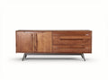 Wooden sideboard with two doors and four drawers in natural finish 150 x 45 x 60cm