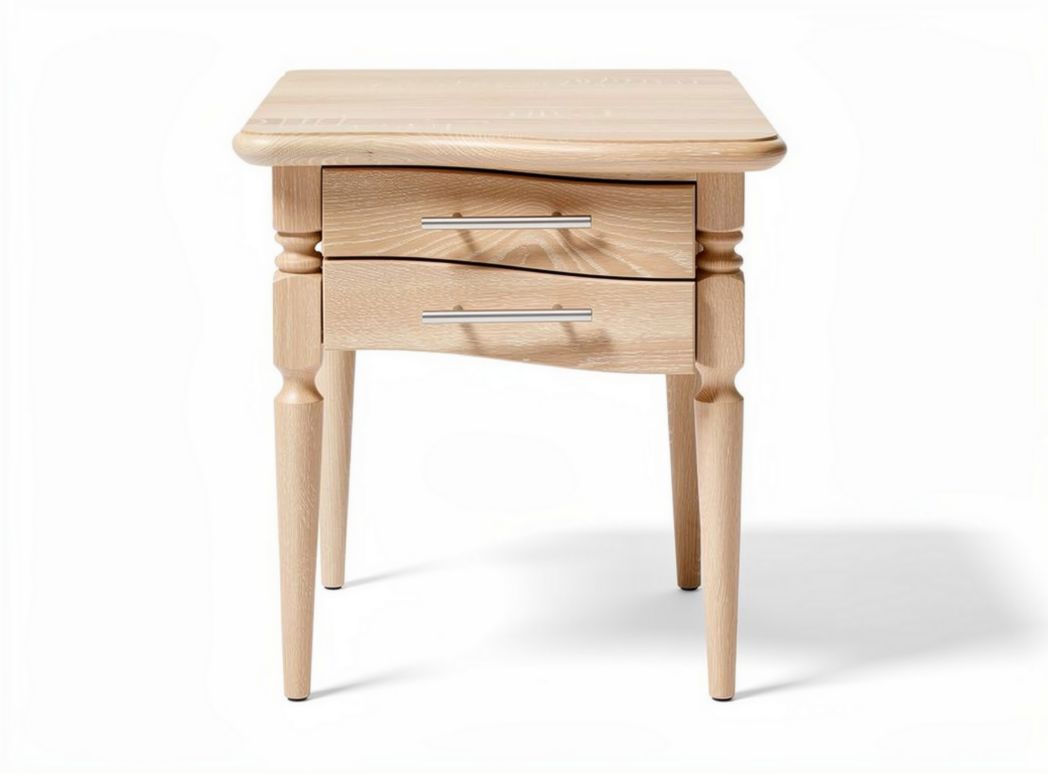 Wooden nightstand with two drawers in natural finish 50 x 40 x 60cm