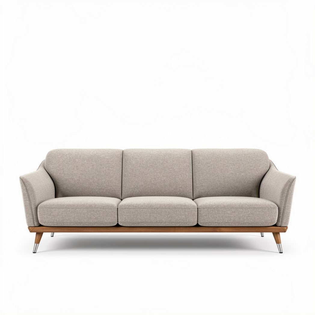 Fabric sofa with three cushions in light gray color 200 x 90 x 80cm