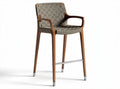 Woven seat bar stool with wooden frame in gray 45 x 45 x 100cm