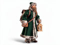 Santa figure with lantern and backpack wearing green coat 30 x 15 x 10cm