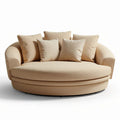 Round sofa bed with removable cushion covers in beige 130 x 130 x 70cm