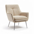 Fabric accent chair with metal legs in beige 32 x 30 x 34 inches
