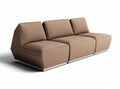 Modular sectional sofa in brown fabric with chrome legs 200 x 90 x 85cm