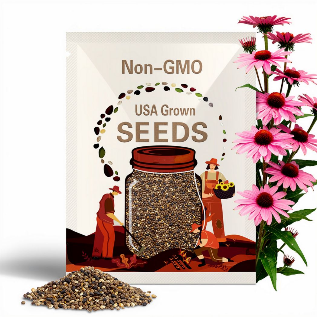 Bulk Organic Echinacea Seeds, Purple Coneflower, Medicinal Plants, Flowers, Herbs EC011C