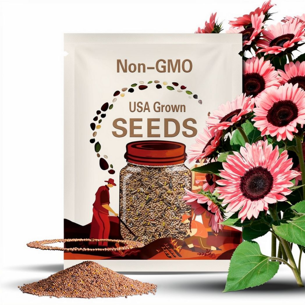 50pcs Non-GMO Pink Sunflower Seeds for Planting | High Germination Rate | Heirloom Flower Variety for Your Beautiful Garden | Easy Grow |