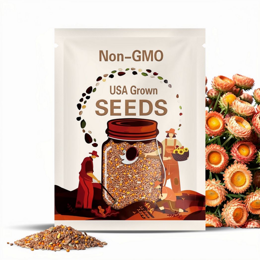 Apricot and Peach Shades Organic Strawflower Seeds, Xerochrysum bracteatum, Helichrysum