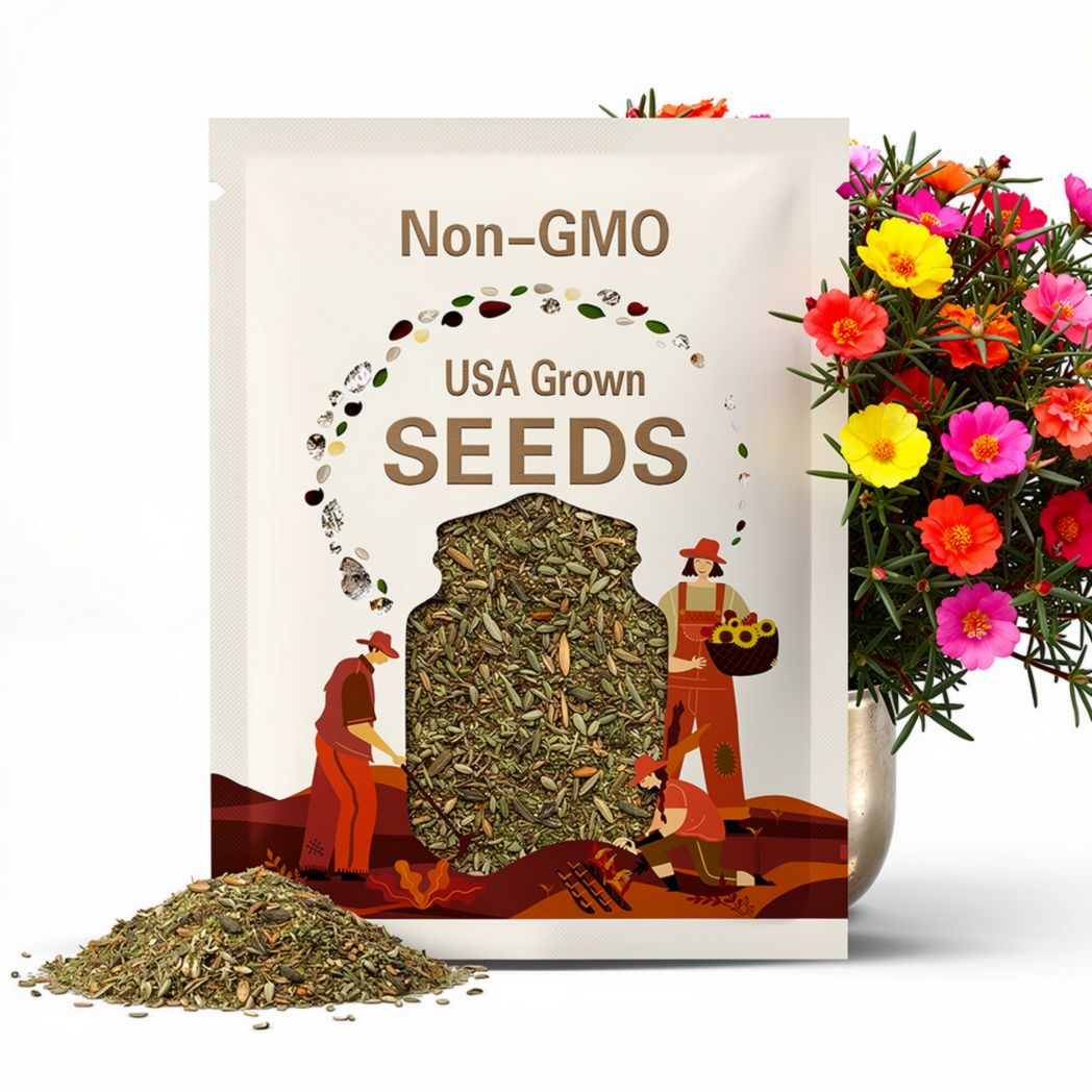 Moss Rose Mix (Portulaca Grandiflora) Seeds - Drought Tolerant, Low Maintenance, Ground Cover, Attracts Pollinators, Plant in Spring/Summer